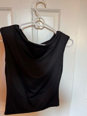 Women's Black Tank Top with Cowl Neck